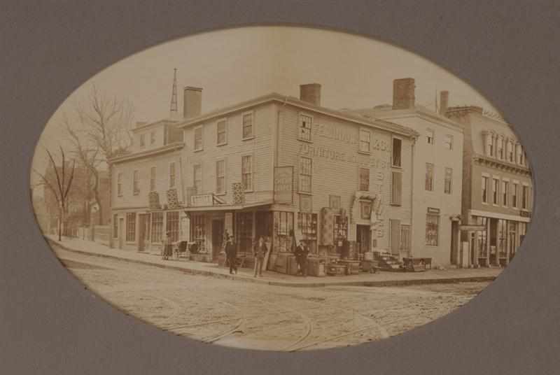 Appraisal: UNKNOWN ROXBURY MA C STOREFRONTS Toned albumen print Provenance Property