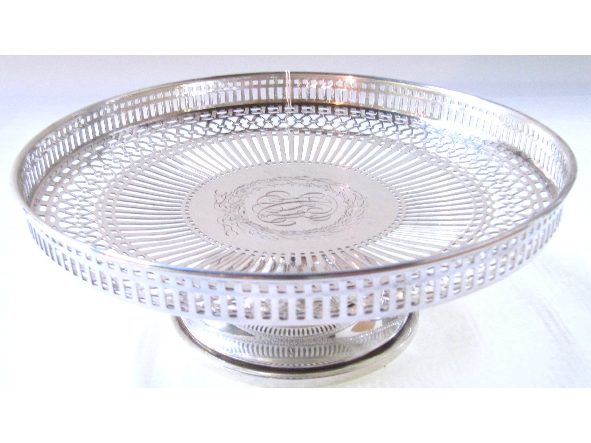 Appraisal: A sterling silver pedestal dish with pierced decoration