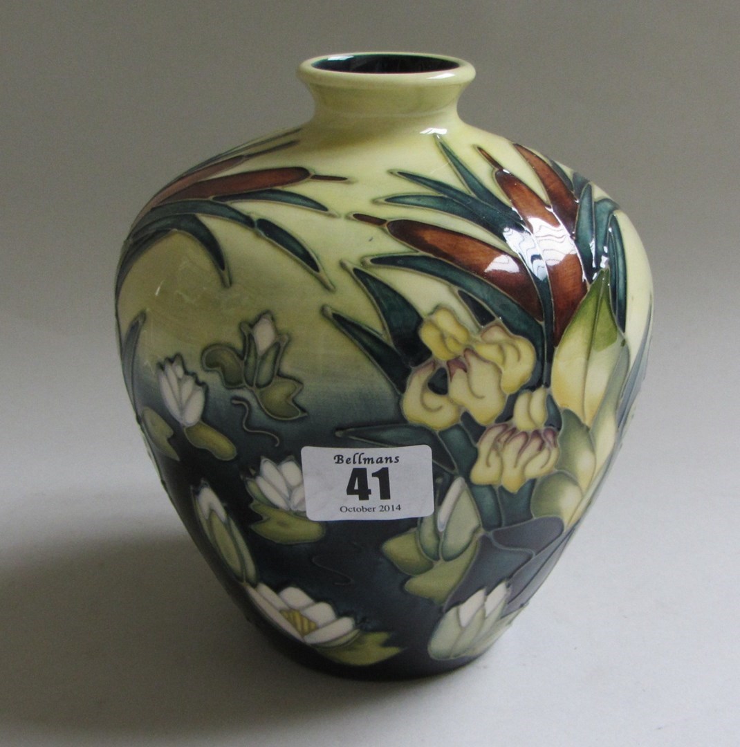 Appraisal: A Moorcroft pottery vase decorated in the 'Bullrush' pattern against