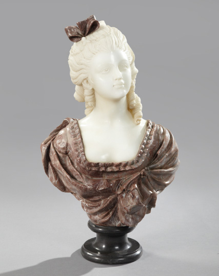 Appraisal: French Marble Bust of a Louis XVI Lady-of-Fashion carved from