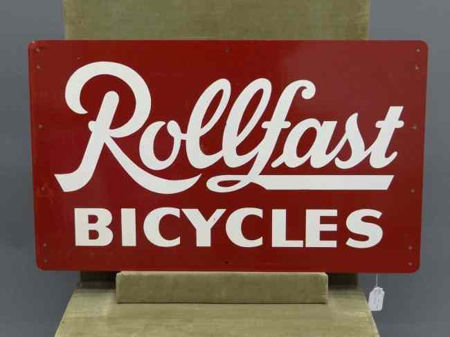 Appraisal: 'Rollfast sheet metal bicycle sign '' x '' Exc cond