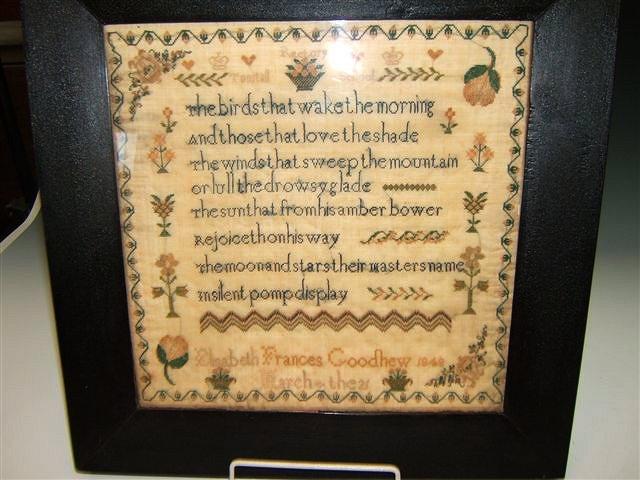 Appraisal: A Victorian sampler worked by Elizabeth Francis Goodhew dated with