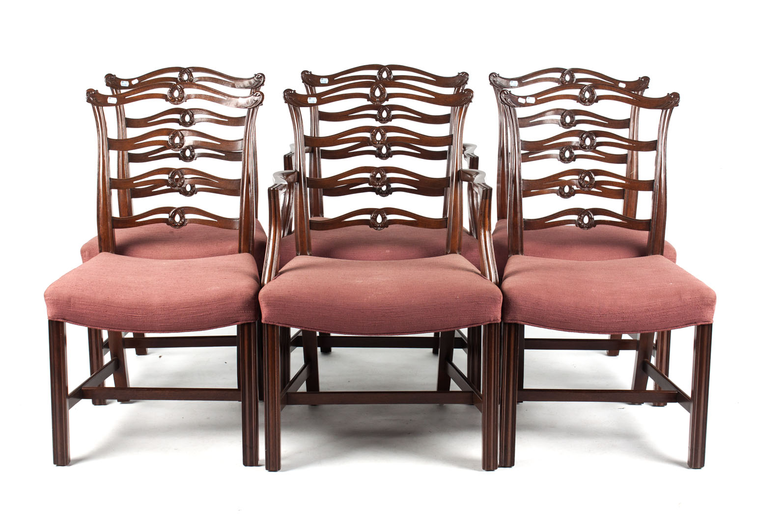 Appraisal: Six Federal style ladder-back dining chairs comprising two arms and