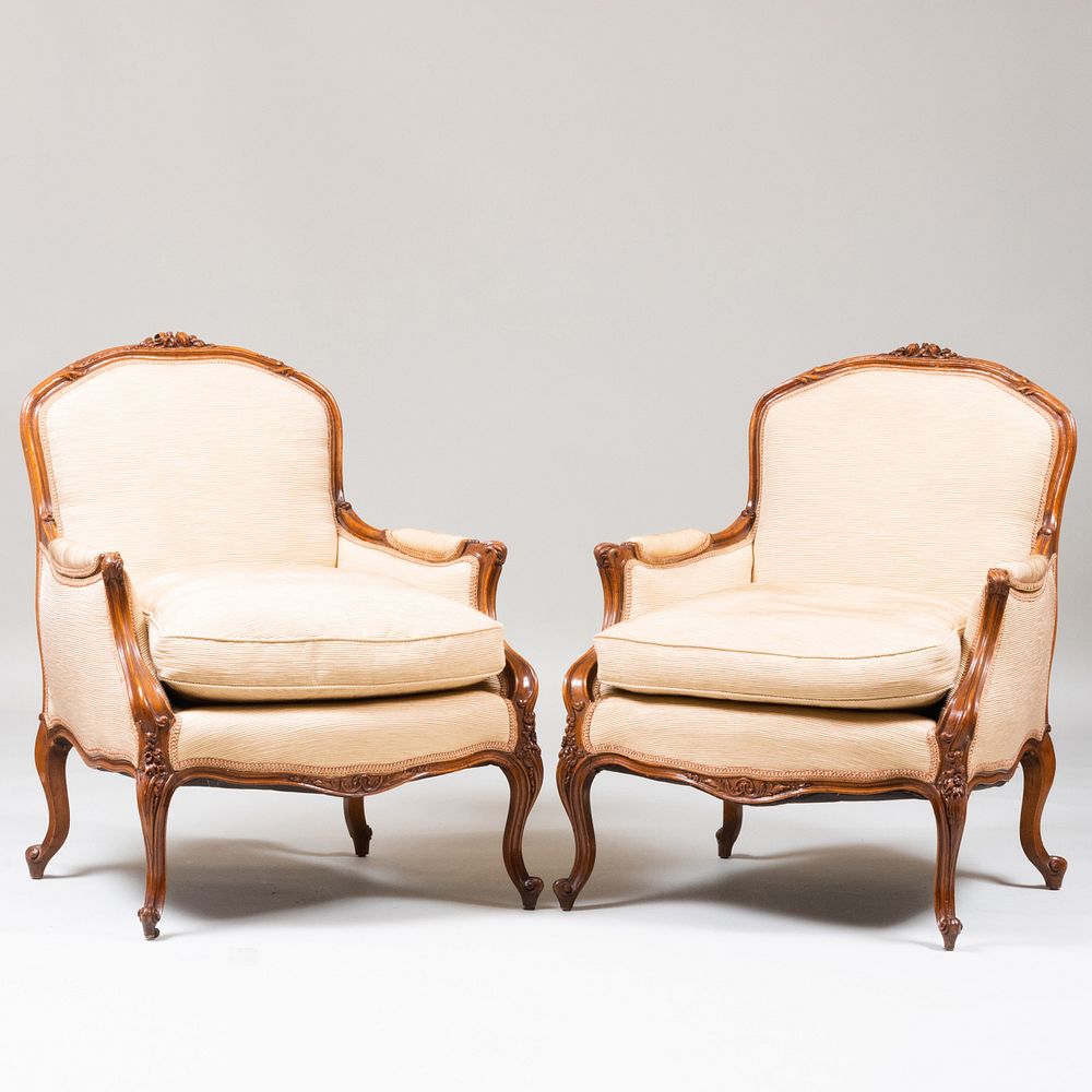 Appraisal: Pair of Louis XV Style Beechwood Berg res x x