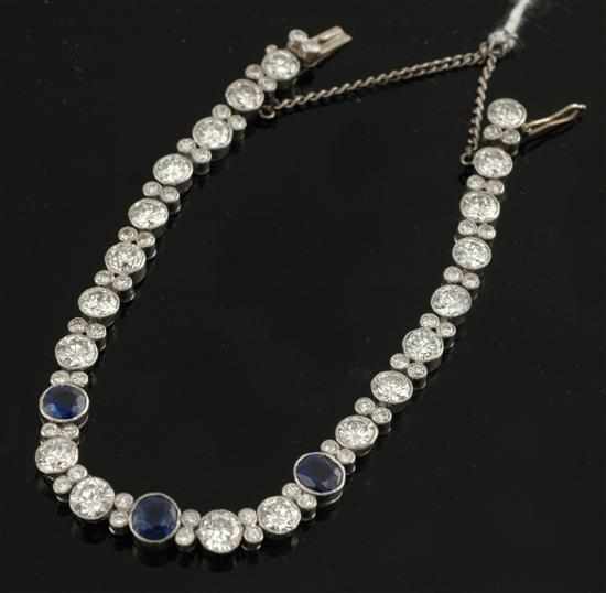 Appraisal: An Art Deco diamond and sapphire bracelet The articulated sectional