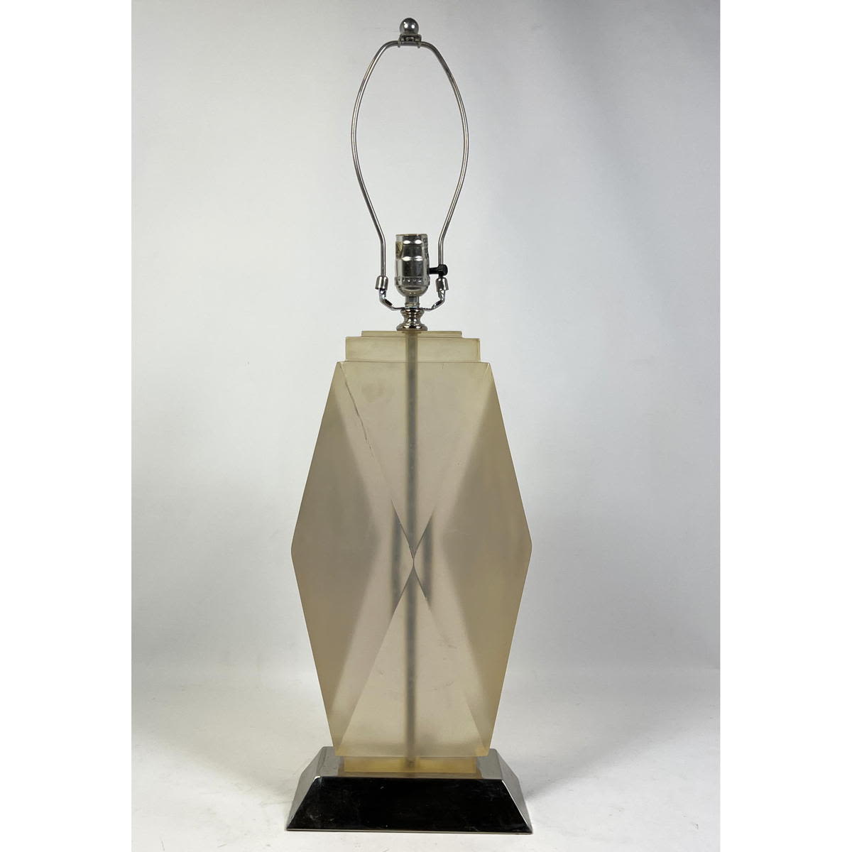 Appraisal: Frosted Resin Lamp Faceted design Dimensions H inches W inches