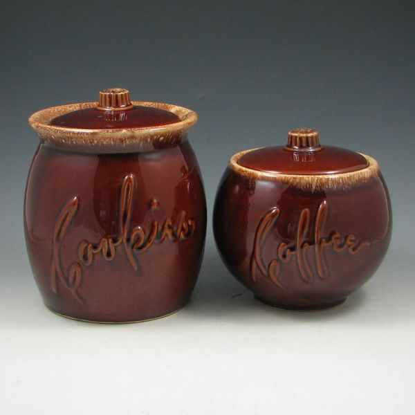 Appraisal: Hull Mirror Brown Cookie and Coffee Jars marked Hull USA