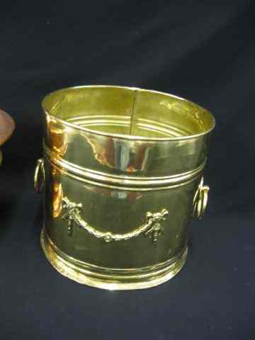 Appraisal: Brass Planter bow garland decor ring handles '' just polished