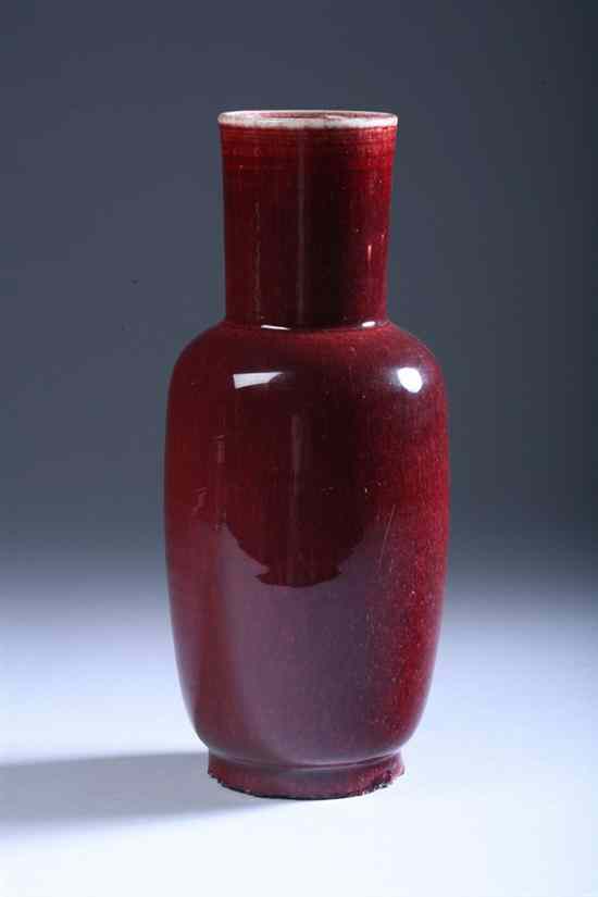 Appraisal: CHINESE COPPER RED PORCELAIN VASE Ovoid-form cylindrical neck - in