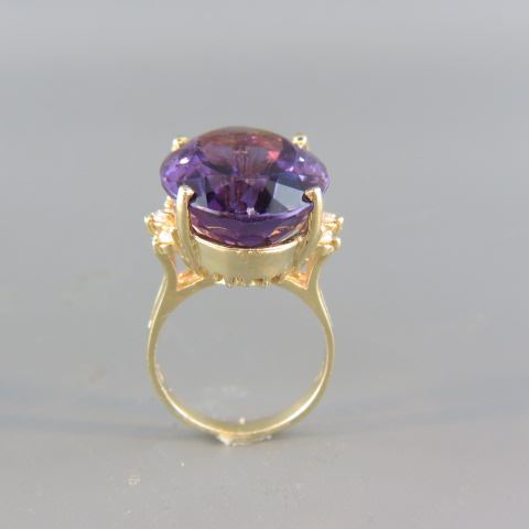 Appraisal: Amethyst Diamond Ring rich oval carat gem with round diamonds