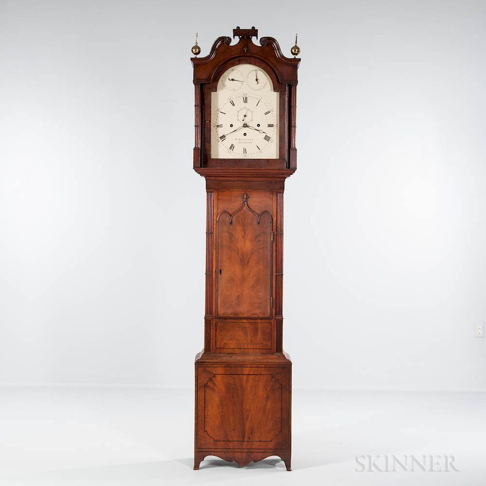 Appraisal: Inlaid Mahogany Gothic-style Quarter-hour Longcase Clock Inlaid Mahogany Gothic-style Quarter-hour