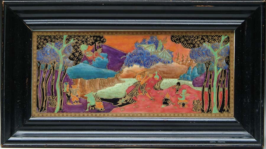 Appraisal: WEDGWOOD FAIRYLAND LUSTRE PLAQUE Wonderful Fairyland plaque has central orange