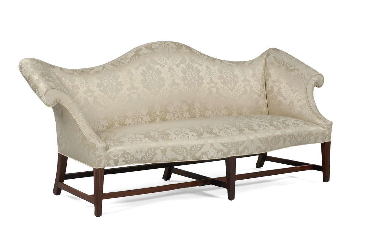 Appraisal: AMERICAN FEDERAL MAHOGANY CAMELBACK SOFA The canted back with serpentine