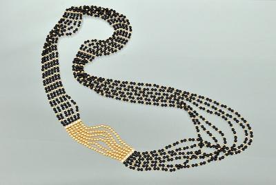 Appraisal: An Onyx Diamond and Gold Bead Necklace Laykin et Cie