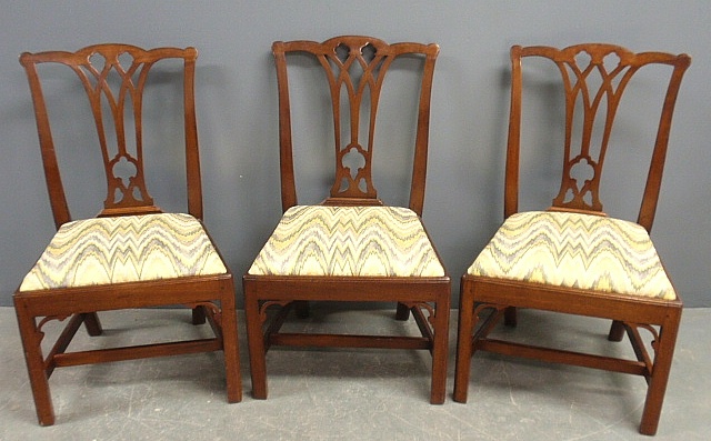 Appraisal: - Set of six Philadelphia Chippendale mahogany side chairs c