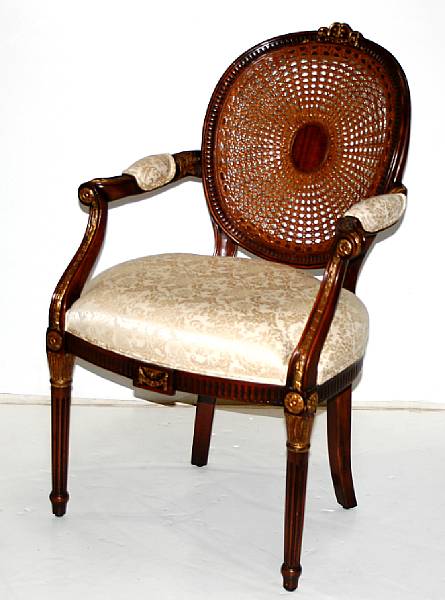 Appraisal: A Louis XVI style parcel gilt canned and upholstered seat