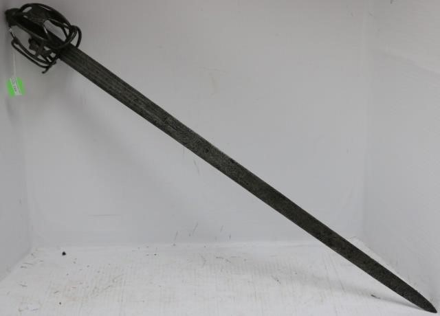 Appraisal: TH C SCOTTISH BASKET HILTED BROADSWORD HALLMARKED ON EACH SIDE