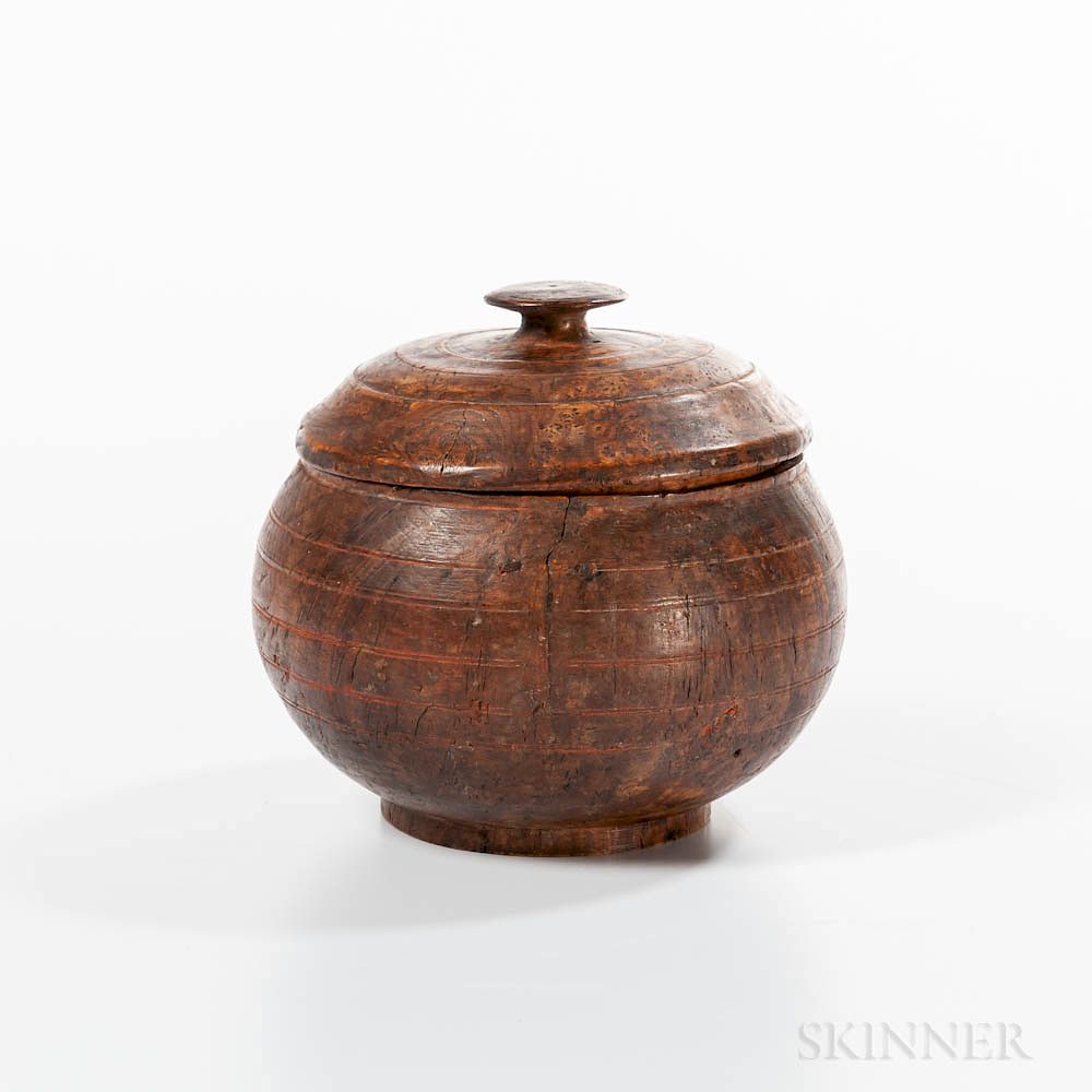 Appraisal: Turned Ash Burl Lidded Bowl Turned Ash Burl Lidded Bowl