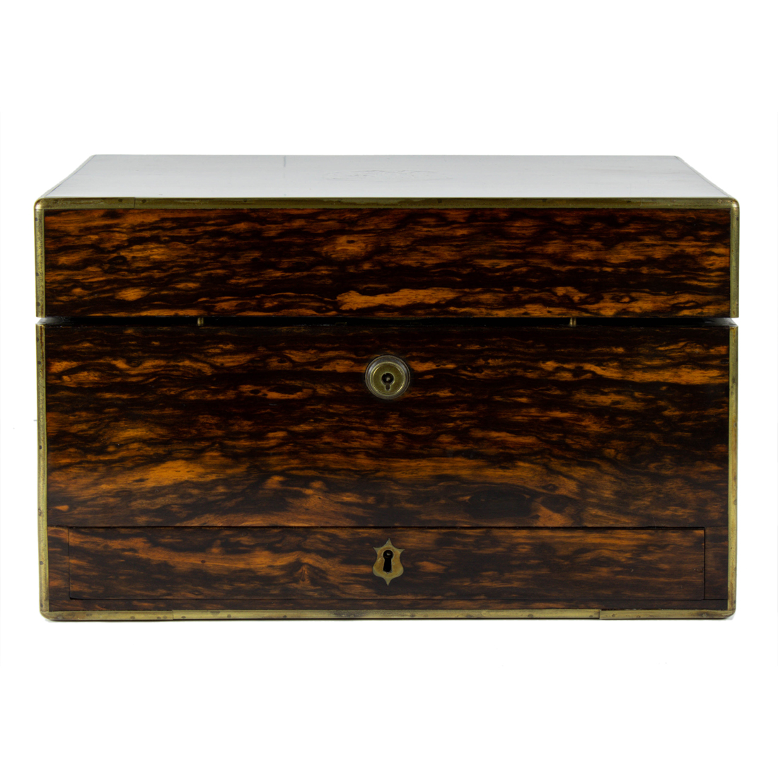 Appraisal: A VICTORIAN BRASS BOUND COROMANDEL DRESSING BOX A Victorian brass