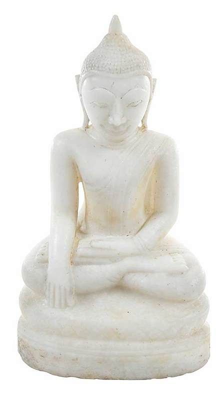 Appraisal: Marble Carving of Buddha possibly late th century smiling Buddha