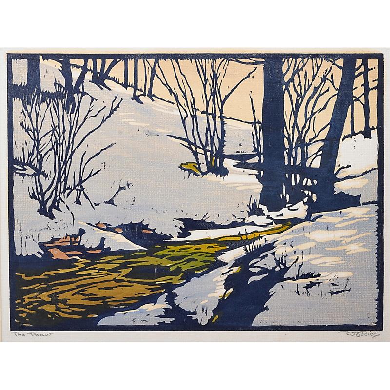 Appraisal: WILLIAM RICE Woodblock print The Thaw Condition Report Overall very