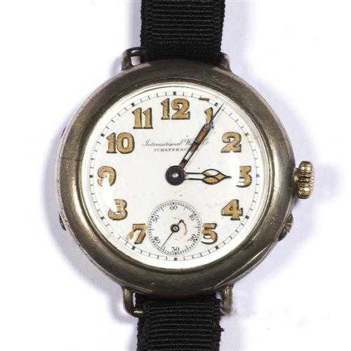 Appraisal: LADY'S WRISTWATCH IWC ca Silver Round case No with bow-shaped