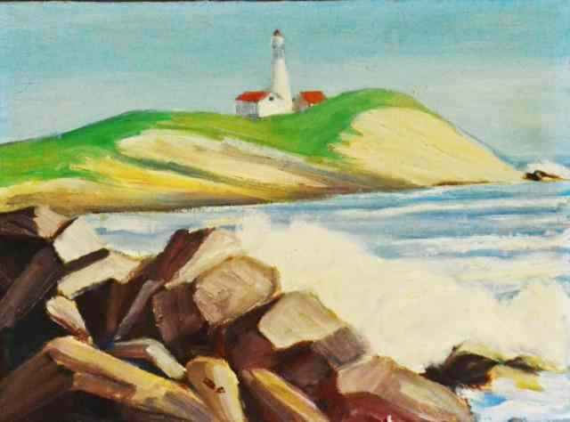 Appraisal: Style Of Edward Hopper Seascape Oil Painting On CaDepicting waves