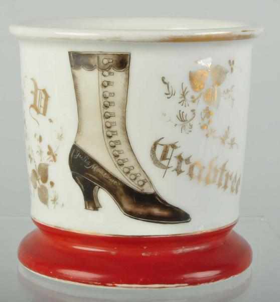 Appraisal: Ladies High Button Shoe Shaving Mug Description Gilt name D