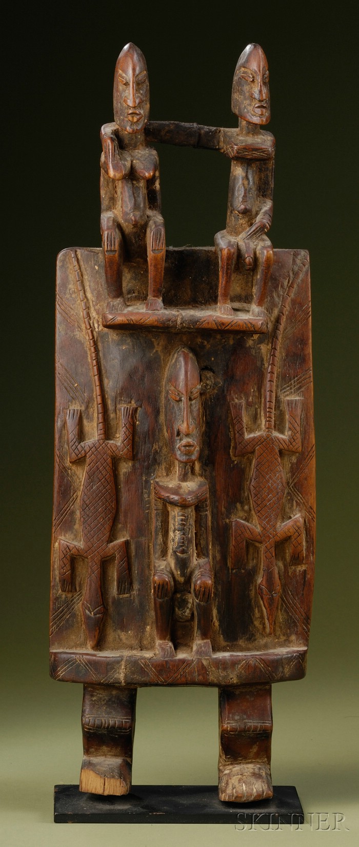 Appraisal: African Carved Wood Door Latch Dogon the anthropomorphic form with