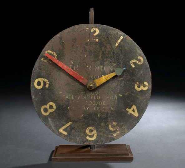 Appraisal: American Polychromed Iron Advertising Clock Dial ca now mounted on