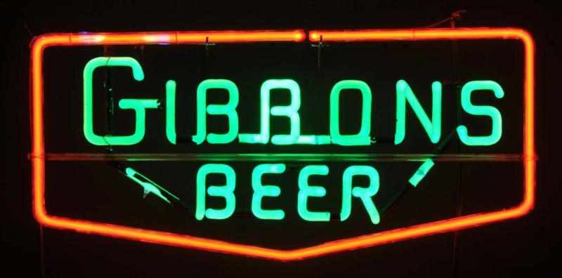 Appraisal: Gibbons Beer Border Neon Sign Description s to s Green