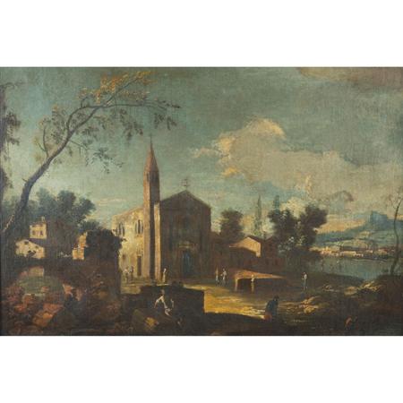 Appraisal: School of Bernardo Bellotto Landscape on the Island of Murano