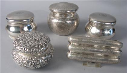 Appraisal: Four American sterling silver vanity jars th th century Comprising