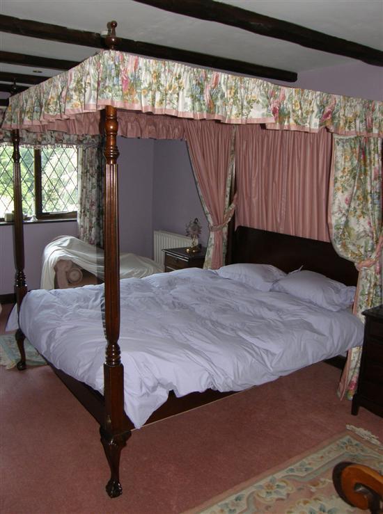 Appraisal: Mahogany Regency style four poster bed with drapes h w