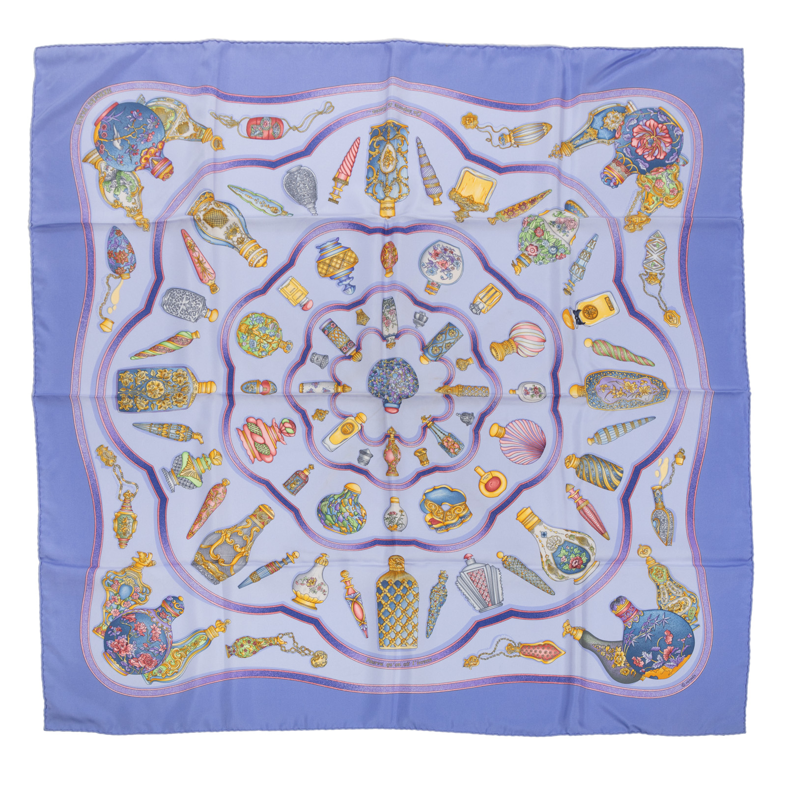 Appraisal: AN HERMES QU IMPORTE LE FLACON SCARF Purple and multicolor