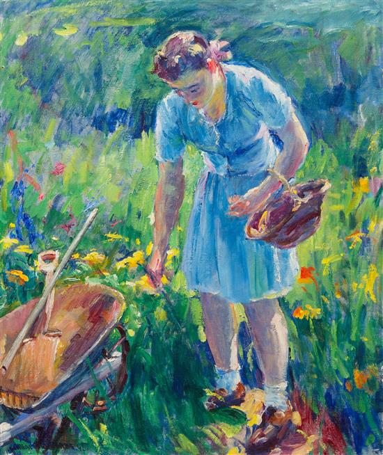 Appraisal: Sale Lot William Malherbe French - Garden Girl oil on