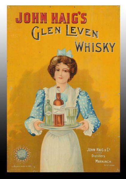 Appraisal: Glen Leven Whisky Embossed Tin Sign Description Circa to Scotland