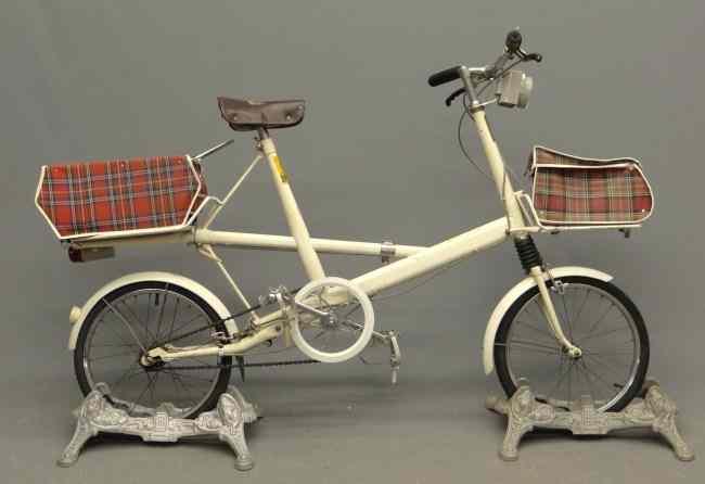 Appraisal: C Moulton folding bicycle designed by Alex Moulton with saddlebags