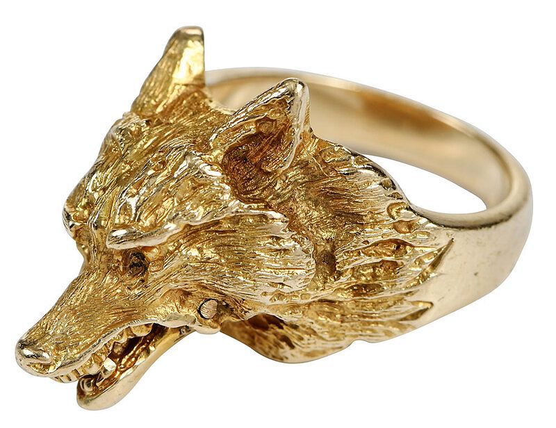 Appraisal: kt Fox Head Ring mouth opens with hinged jaw stamped