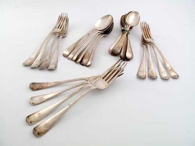 Appraisal: Old English pattern flatware a set of Edwardian tableforks dessert