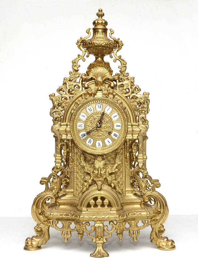 Appraisal: GILT BRONZE GERMAN MANTLE CLOCK Ornate cast guilt bronze case