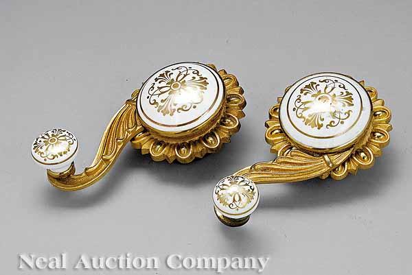 Appraisal: A Pair of English Gilt Bronze and Gilt Porcelain Parlor