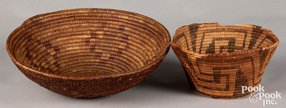 Appraisal: Two Pima Indian coiled baskets Two Pima Indian coiled baskets