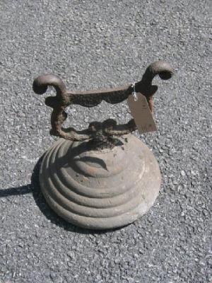 Appraisal: A VICTORIAN CAST IRON FOOT SCRAPER of lyre form mounted