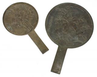 Appraisal: Japanese Bronze Mirrors lot of Japanese bronze mirrors decorated with