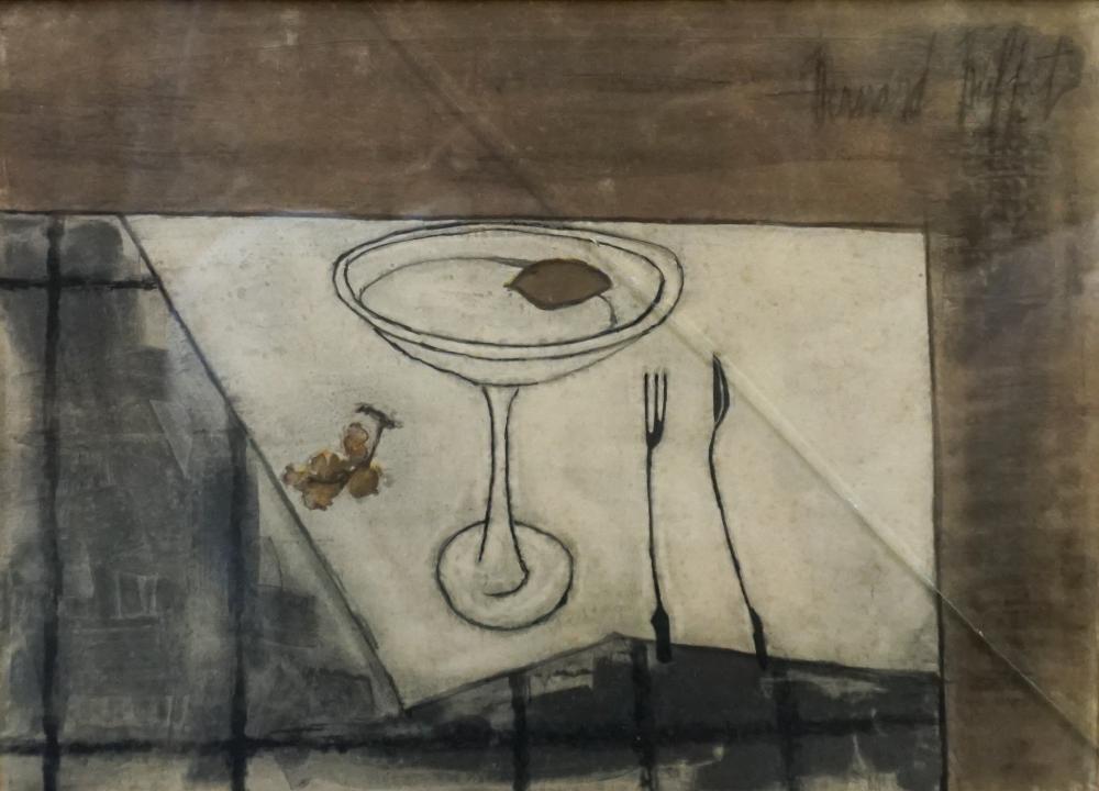 Appraisal: AFTER BERNARD BUFFET FRENCH - ABSTRACT STILL LIFE OF MARTINI