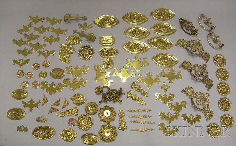 Appraisal: Approximately Ninety-four Pieces of Brass Furniture Hardware including a set