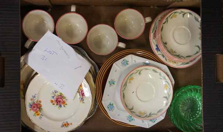 Appraisal: Two Trays of Mixed Dinner and Tea wares with various