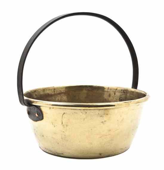 Appraisal: A Brass Handled Pot of circular form with an arched