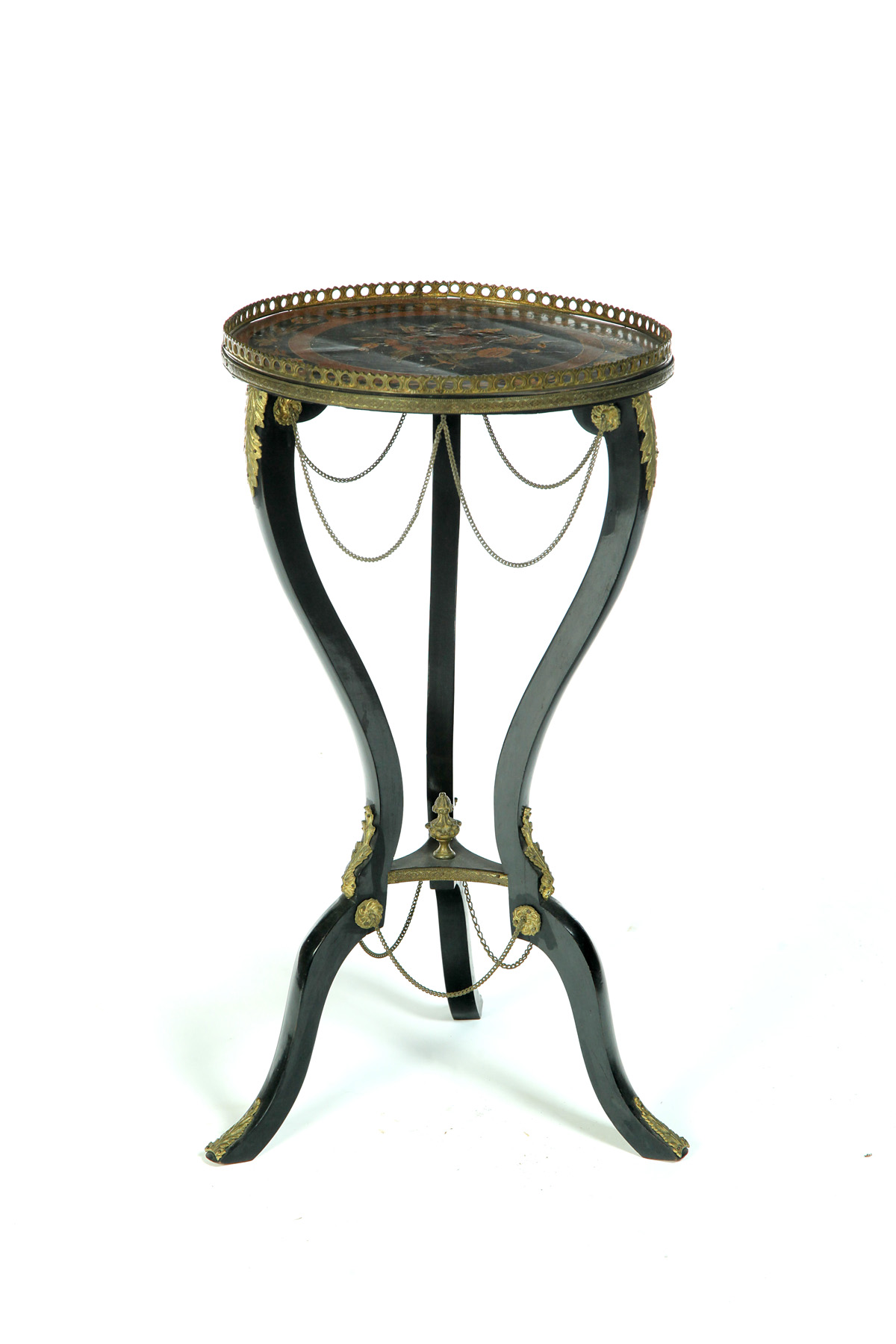 Appraisal: INLAID VICTORIAN STAND American late th century mixed woods Ebonized